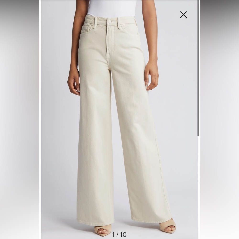 Good American Wide Leg Pants in Cream